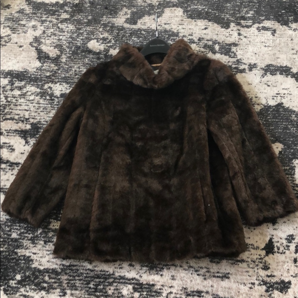 Banana Republic Faux fur over head coat